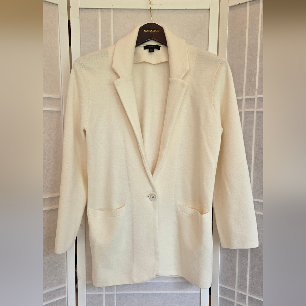 J. Crew Cream Blazer Wool-Blend Classic Design